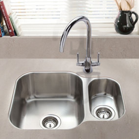 Cookology Pistoia 1.5 Bowl Reversible Undermount Sink in Stainless Steel