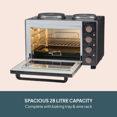 Cooks Professional 28L Mini Oven with 2 Hobs - Electric Countertop ...