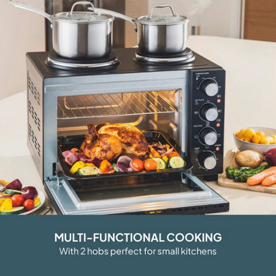 Cooks Professional 28L Mini Oven with 2 Hobs - Electric Countertop ...