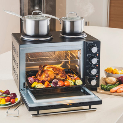 Cooks Professional 28L Mini Oven with 2 Hobs - Electric Countertop ...