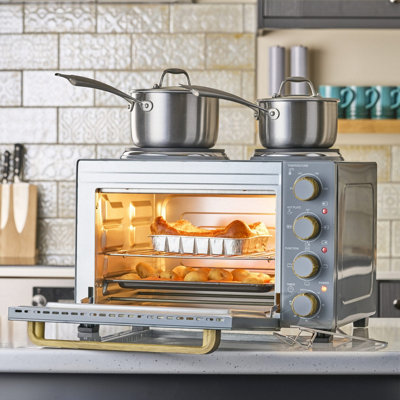 Cooks Professional 28L Mini Oven with 2 Hobs - Electric Countertop ...
