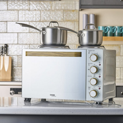 Cooks Professional 28L Mini Oven with 2 Hobs - Electric Countertop ...