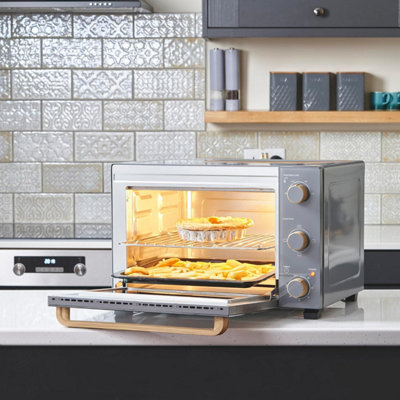 Cooks Professional 34l Mini Oven Electric Multi Function Countertop Cooker Temperature Control & Timer 1500W Grey
