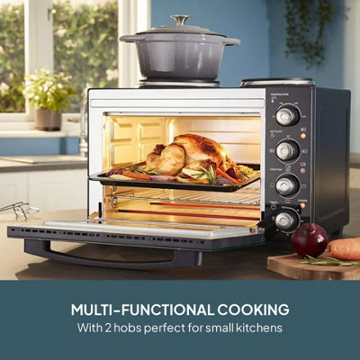 Cooks Professional 34L Mini Oven with 2 Hobs - Electric Countertop ...