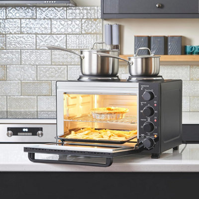 Cooks Professional 34L Mini Oven with 2 Hobs - Electric Countertop ...