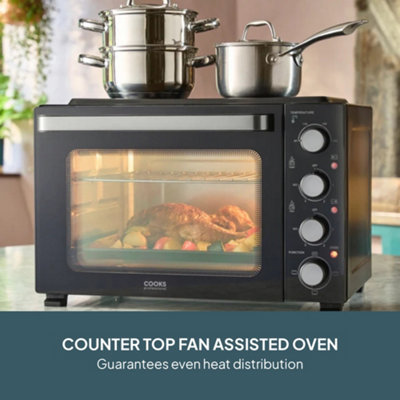 Cooks Professional 34L Mini Portable Oven with 2 Ceramic Hobs ...