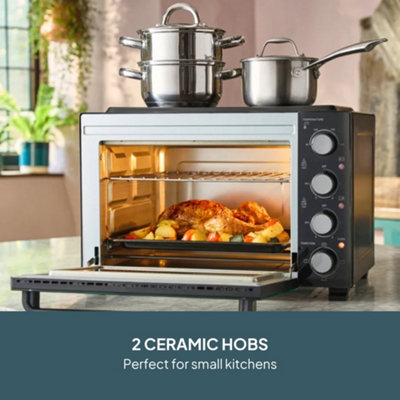 Cooks Professional 34L Mini Portable Oven with 2 Ceramic Hobs ...