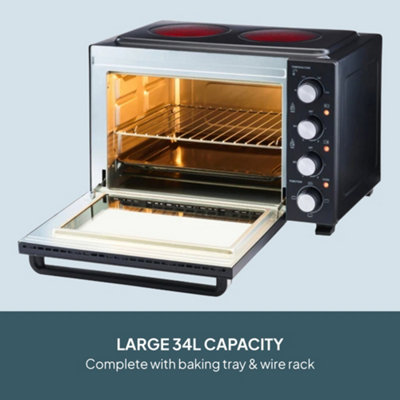 Cooks Professional 34L Mini Portable Oven with 2 Ceramic Hobs ...