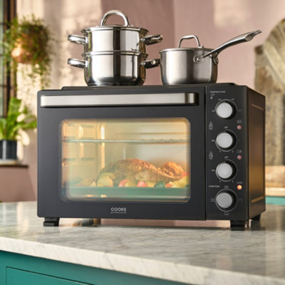 Cooks Professional 34L Mini Portable Oven with 2 Ceramic Hobs ...