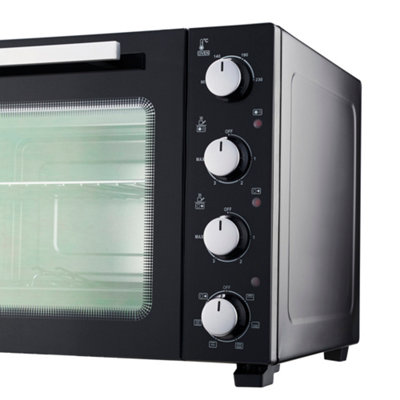Cooks Professional 48L Mini Oven Hob Cooker Grill With Electric Hob Double Hotplate Tabletop Black