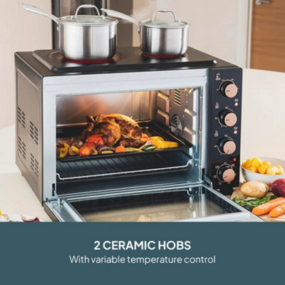 Cooks Professional 48L Mini Oven with 2 Hobs - Electric Countertop ...