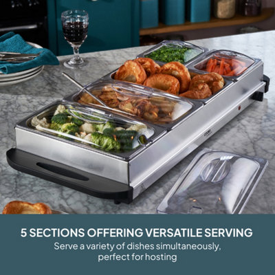 Cooks Professional 5-Section Buffet Warmer 9.6L with Hotplate Function ...