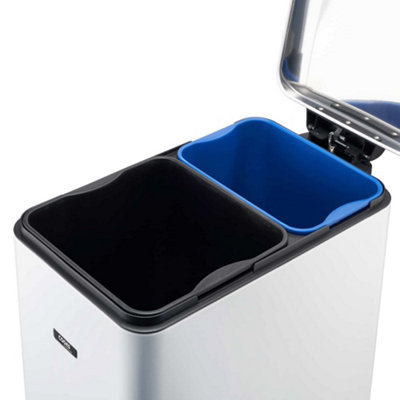 Costway 2x30L Recycling Pedal Bin Double Kitchen Waste Bin With Plastic Inner Buckets~7984700418750 01c Mp