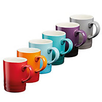 Cooks Professional 6 x Coloured Tea Coffee Mug Contemporary Ceramic Drinks Mugs