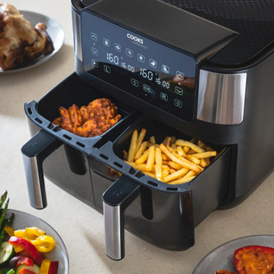 Cooks Professional Air Fryer Dual Digital 8L 1700W Timer with Double Drawers Healthy Cooker