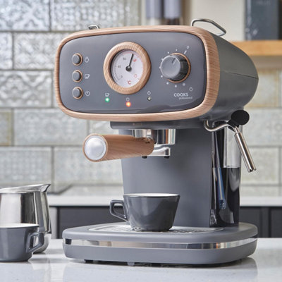Cooks Professional Coffee Machine Espresso Maker Barista Pro 15 Bar Pump Frothing Wand Nordic