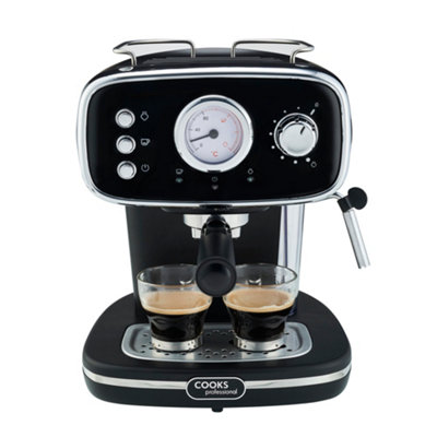 Cooks Professional Coffee Machine Espresso Maker Caffe Barista Pro 15 Bar Pump Frothing Wand Cappuccino Latte