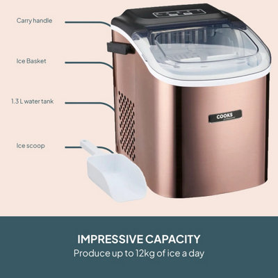 Cooks Professional Compact Ice Maker with Scoop & 1.3L Tank ...