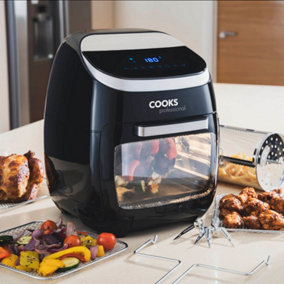 Cooks Professional Digital Air Fryer Oven with Rotisserie 11L Oil Free Cooking 2000W - Black