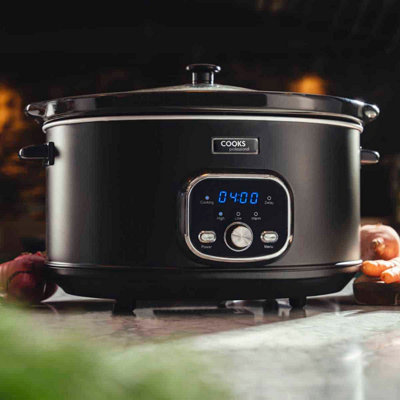 8L Digital Slow Cooker & Glass Lid, 2 Heat Settings Including