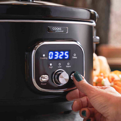 Cooks Professional Digital Slow Cooker 8 Litre Removable Ceramic Bowl with Delay Timer & Keep Warm