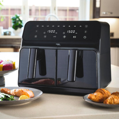 9L Alivio Double Air Fryer Twin Dual Basket Drawer Digital with Sync Cook :  : Home & Kitchen