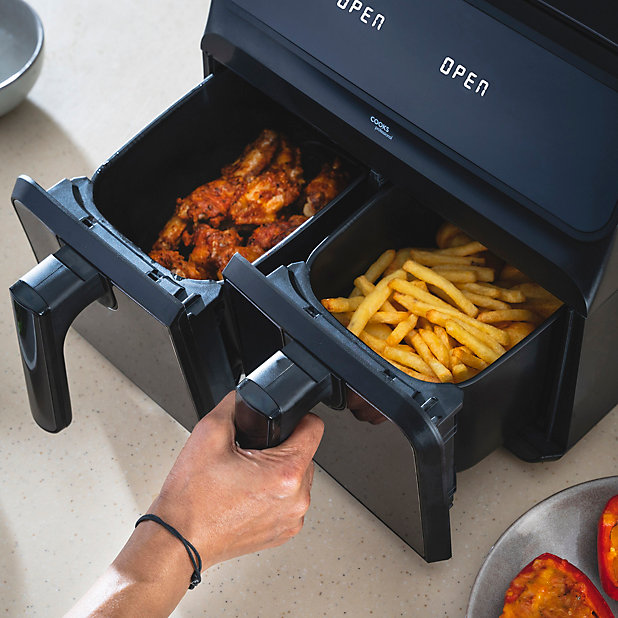 Cooks Professional Dual Air Fryer with Glass Drawers, XL 8L Capacity, 1700W, Digital Display