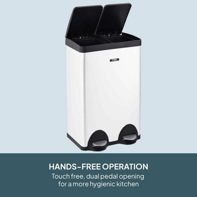 Kitchen Rubbish Recycling Pedal Bin 60L Dual 2 Waste