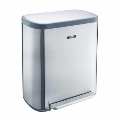 Cooks Professional Dual Recycle Kitchen Pedal Waste Bin 60L Silver