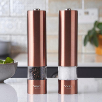 Cooks Professional Electric Automatic Salt & Pepper Mill Grinder Shaker Set   Copper