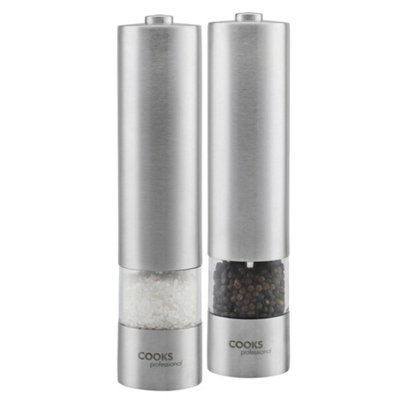 Cooks Professional Electric Automatic Salt & Pepper Mill Set   Stainless Steel