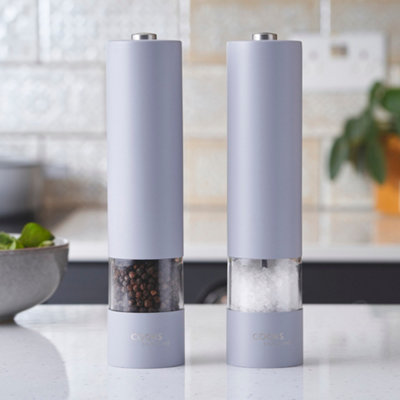 Cooks Professional Electric Salt and Pepper Mill Grinder Set Shaker Automatic Matt Grey