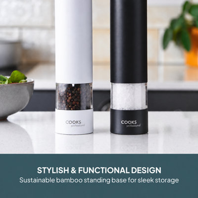 Cooks Professional Electric Salt and Pepper Mill Set - Automatic ...