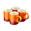 Cooks Professional Espresso Coffee Cups Mugs Stoneware 90ml Orange  - Set of 4 Cups