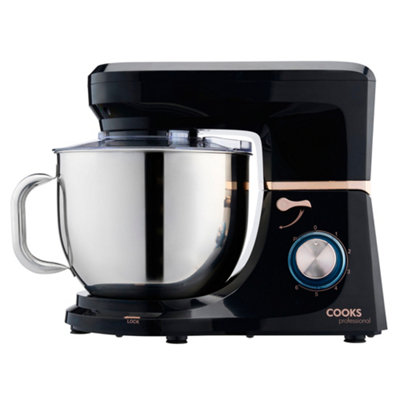 Cooks Professional Food Baking Stand Mixer 8 Speed 7 Litre Mixing Bowl 1200W Black / Copper