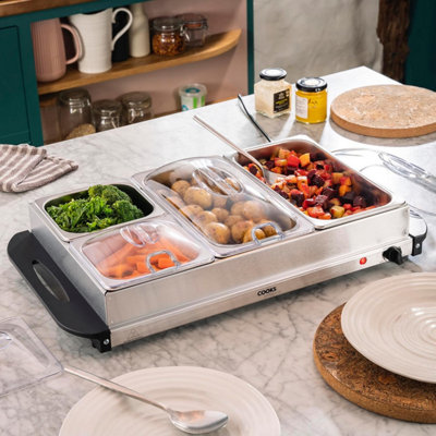 Cooks Professional Food Buffet Warmer Hot Plate Server Station Large 4  Section Table Top | DIY at B&Q