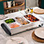 Cooks Professional Food Buffet Warmer Hot Plate Server Station Large 4 Section Table Top