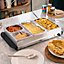 Cooks Professional Food Buffet Warmer Hot Plate Server Station Large 4 Section Table Top