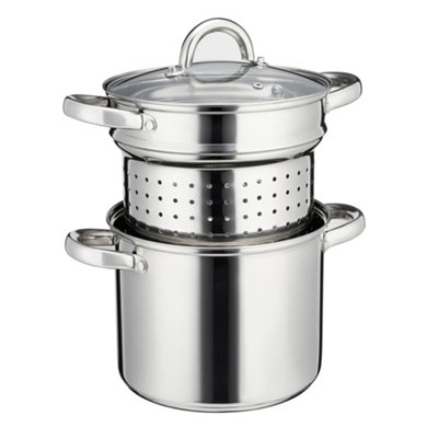 Cooks Professional Pasta Pot with Strainer Stainless Steel Spaghetti SaucePan 5L 21cm