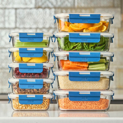 Cooks Professional Set of 10 Glass Food Storage Jars with Air-Tight ...