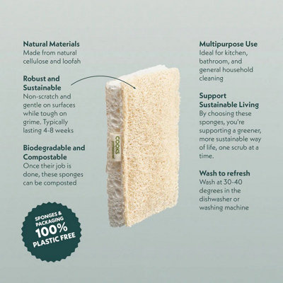 Cooks Professional Set of 6 Eco Scourer Sponges - Biodegradable ...