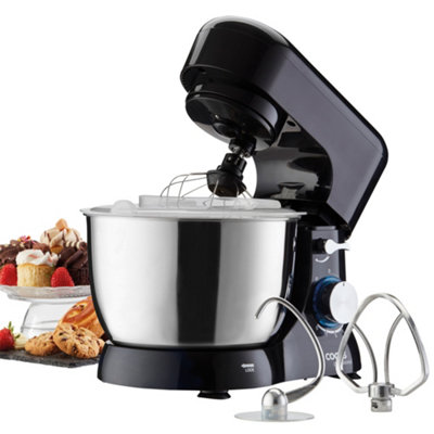 Cooks Professional Stand Mixer 1000W with 8 Speeds & Pulse Function, 4.5L Stainless Steel Mixing Bowl & Attachments - Black