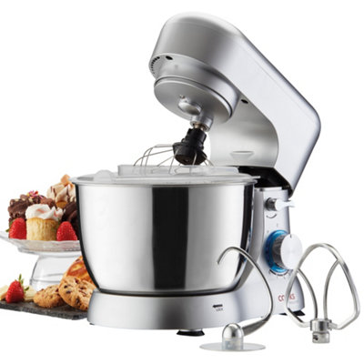 Cooks Professional Stand Mixer 1000W with 8 Speeds & Pulse Function, 4.5L Stainless Steel Mixing Bowl & Attachments - Silver