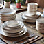 Cooks Professional Stoneware Dinner Set Nordic Kitchen Crockery Plate Bowl Mug Dish 20 Piece White