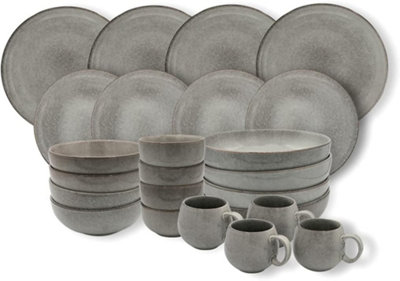 Cooks Professional Stoneware Dinner Set Nordic Kitchen Crockery Plate Bowl Mug Dishes 20 Piece Grey