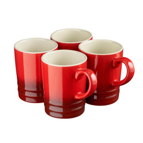 Cooks Professional Stoneware Mugs Cups Tea Coffee Hot Chocolate 320ml Red Set of 4 Mugs