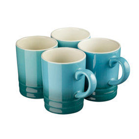 Cooks Professional Stoneware Mugs Cups Tea Coffee Hot Chocolate 320ml Teal Set of 4 Mugs