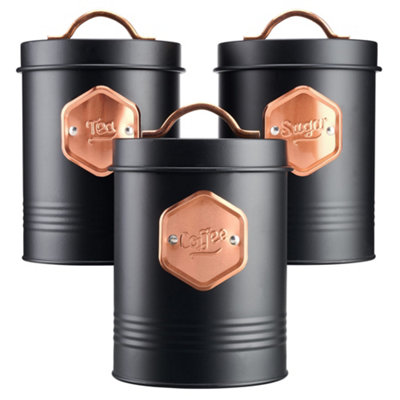 Black and copper tea coffee hot sale sugar canisters