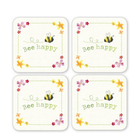 Cooksmart Bee Happy Pack of 4 Coasters