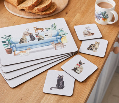 Cooksmart Curious Cats Placemats and Coasters